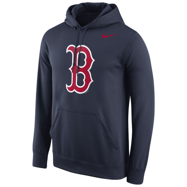 Men Boston Red Sox Nike Logo Performance Pullover Hoodie Navy-0